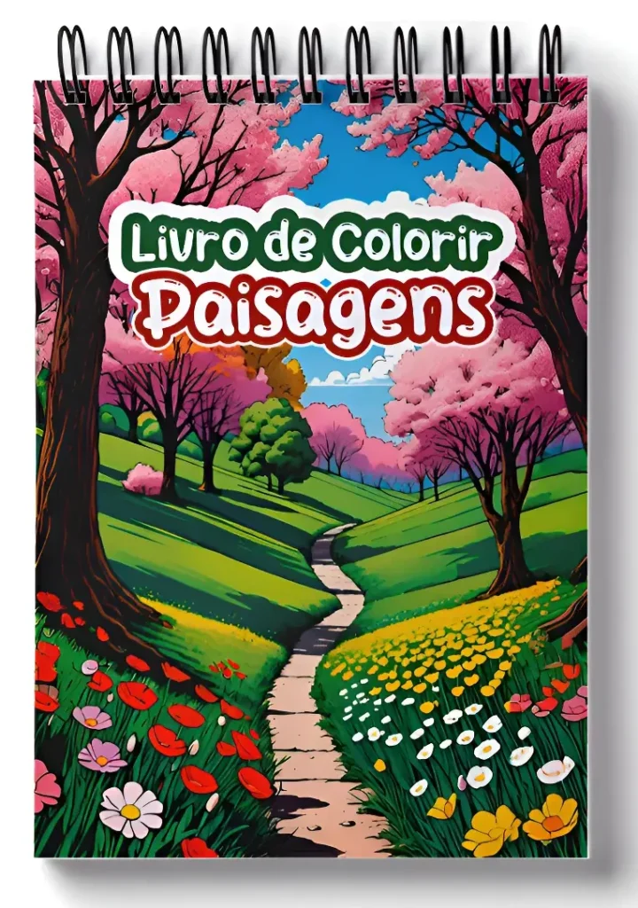 Livro de colorir de paisagens para adultos.